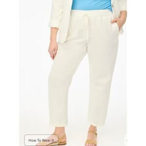 NWT J Crew Linen-cotton blend drawstring pant Size 10 Cream